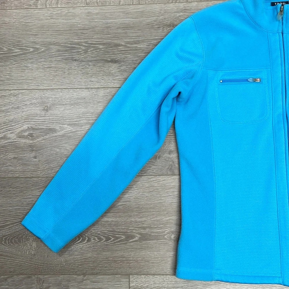 Izod Yoga Full Zip Fleece Jacket Aqua Blue M - Picture 4 of 16